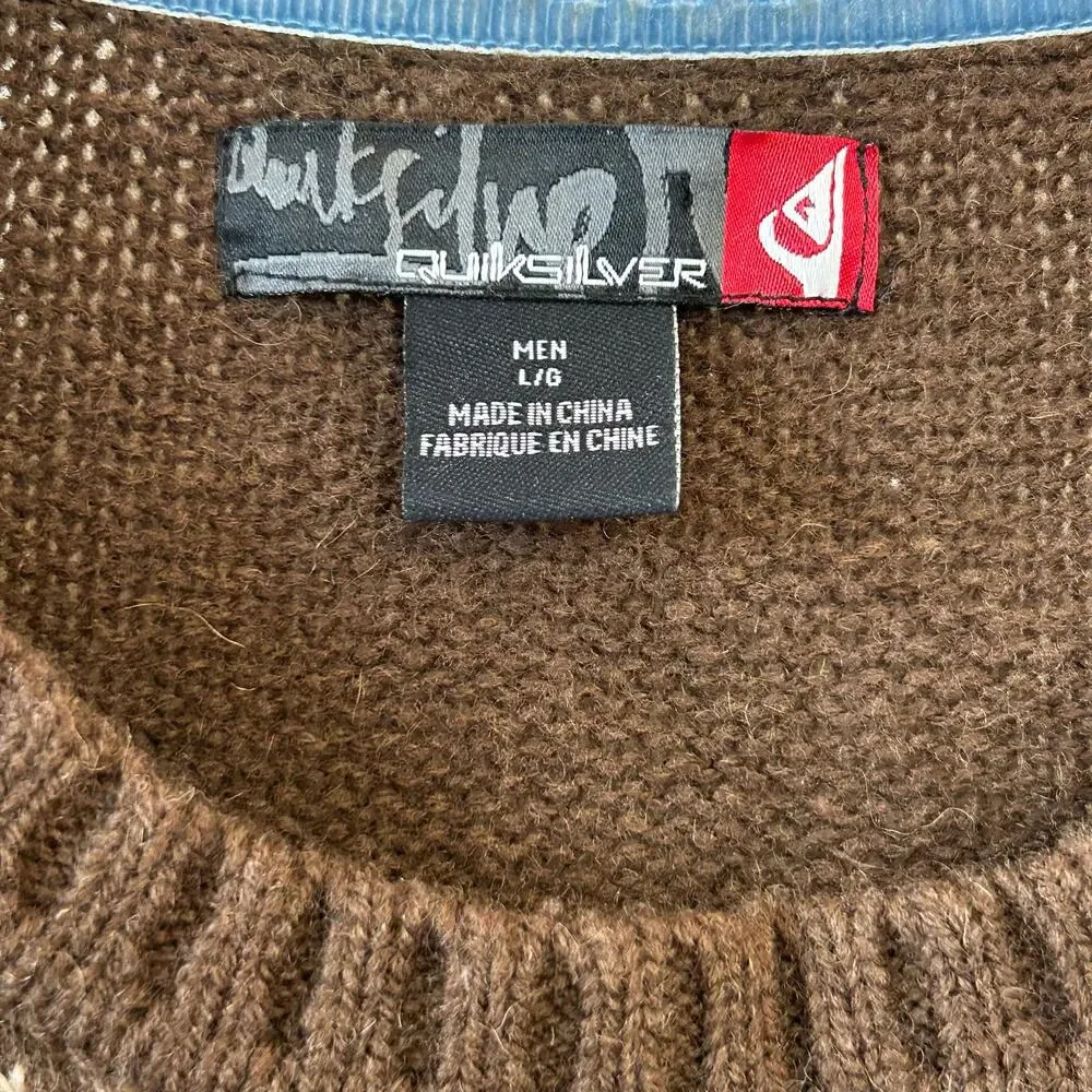 Vintage Quiksilver Lambswool Surf Sweater Men’s Large Brown 90s Grunge Skater